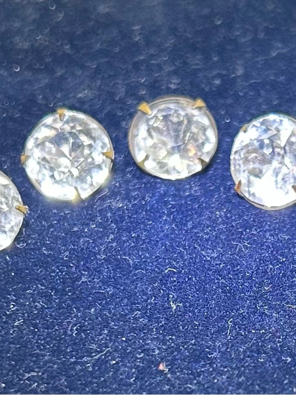Vintage 1940's-1950's Rhinestone Buttons-Silver Prong Settings-non-magnetic